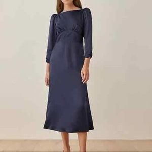 Reformation Arklow Dress in Navy